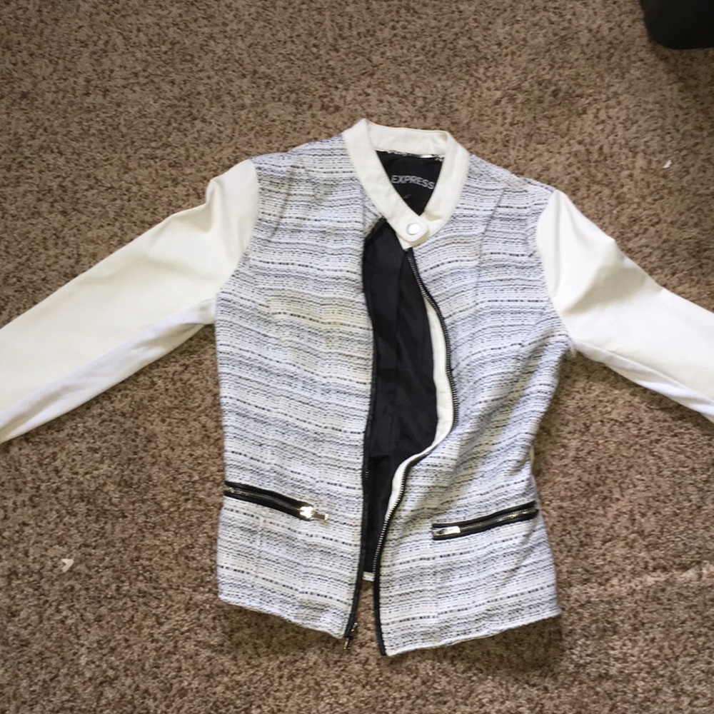 Express white leather jacket